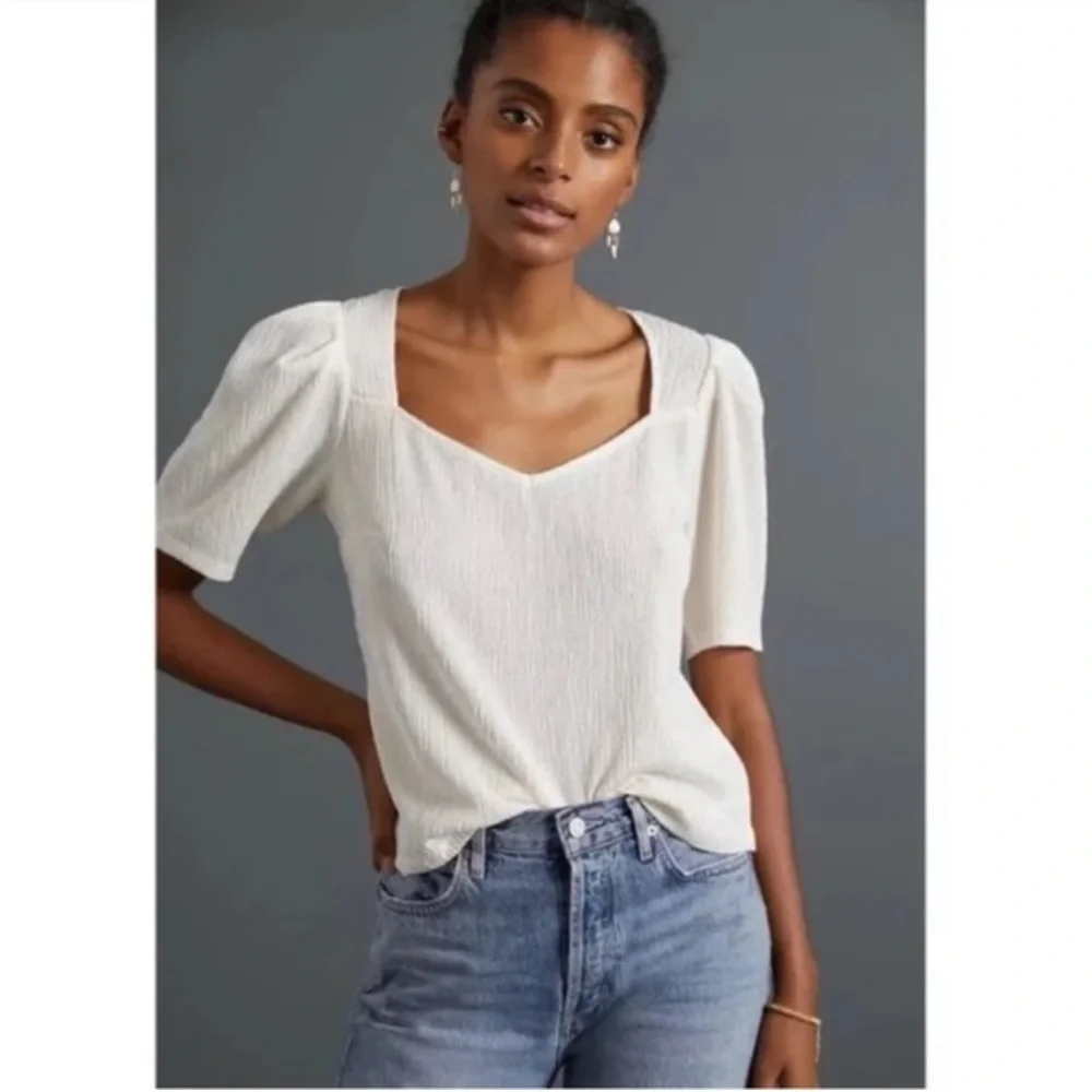 Anthropologie Sunday In Brooklyn Bow Back Blouse Ivory Women’s XL - Picture 1 of 7